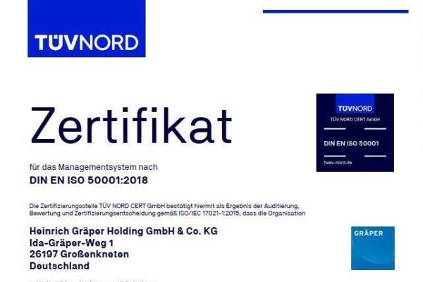 Zert ISO 50001 2018 Graeper HOLDING Deutsch